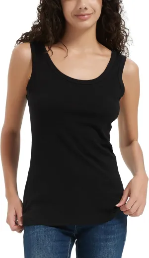 100% Merino Wool Tank Top for Women, Scoop Neck, Active Lightweight Breathable Undershirt, No-Odor Base Layer (US, Alpha, X-Large, Regular, Regular, Black)