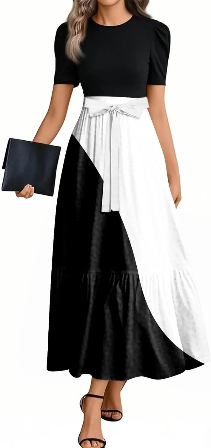 2025 Beach Dresses, Maxi Print Boho Jumpsuits for Women Spring Bow High Waisted Rompers for Women