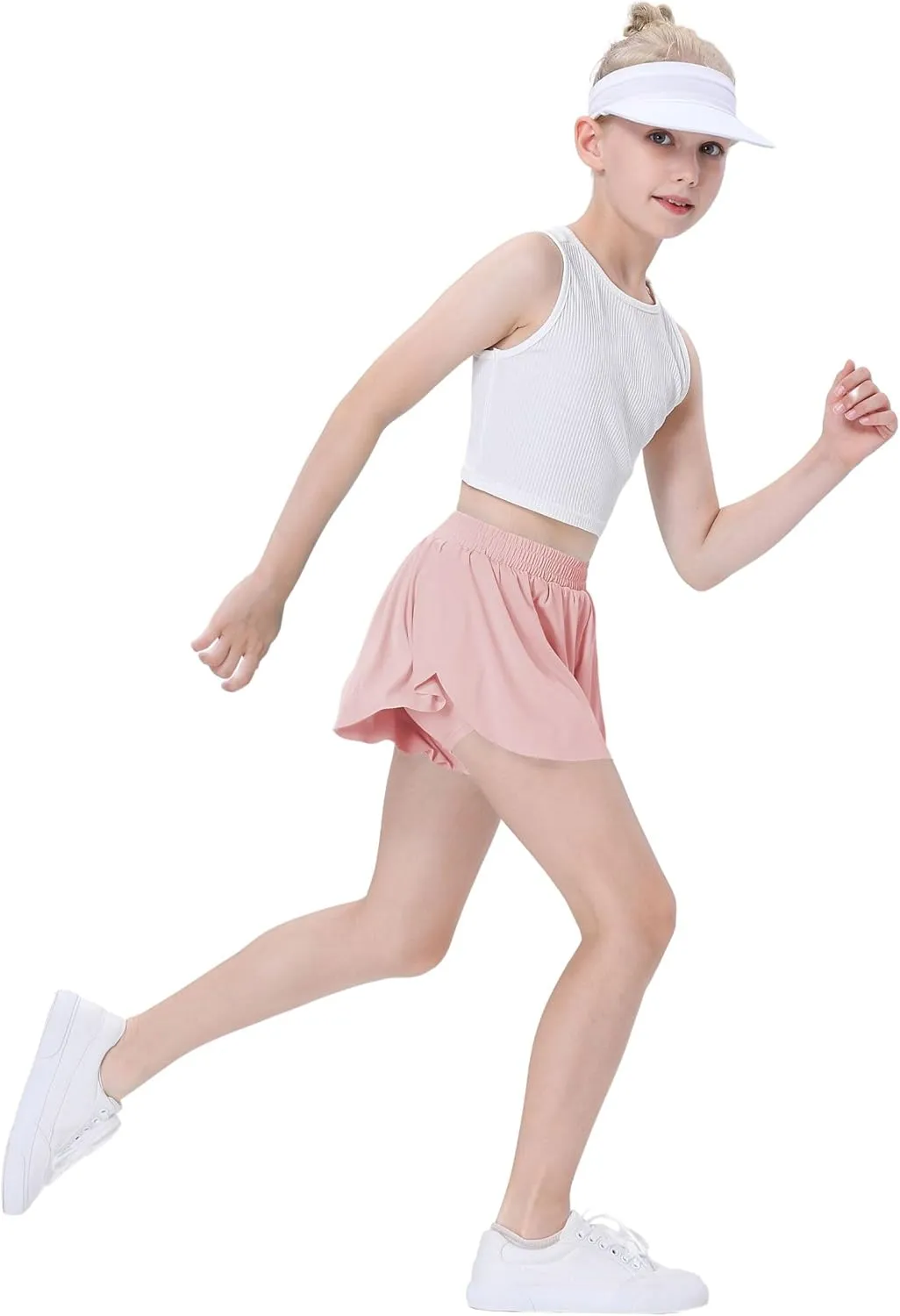 3 Pack Soft Girls Butterfly Shorts 7-16 Comfortable 2-in-1 Kids Flowy Shorts for Running, Dance, Sports
