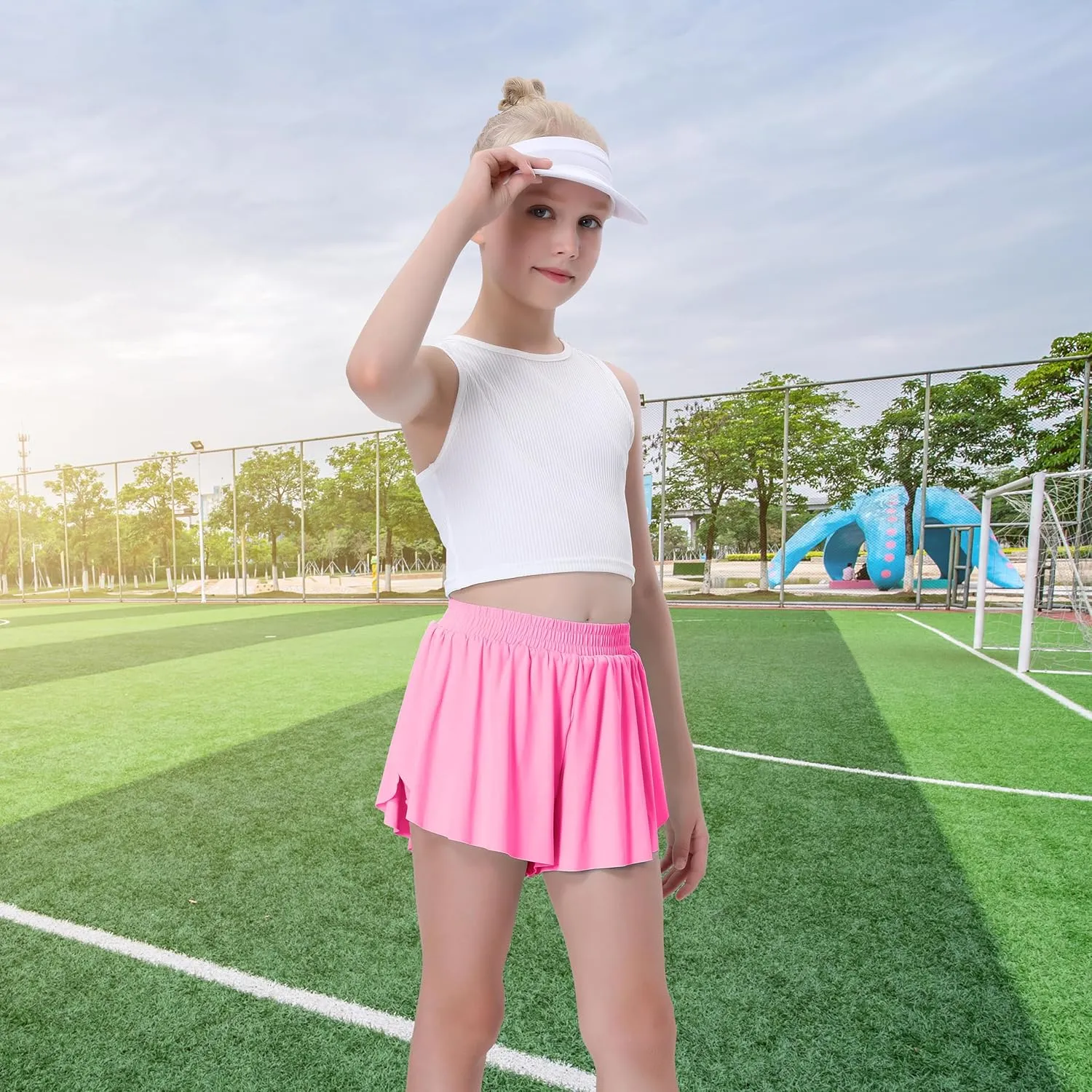 3 Pack Soft Girls Butterfly Shorts 7-16 Comfortable 2-in-1 Kids Flowy Shorts for Running, Dance, Sports
