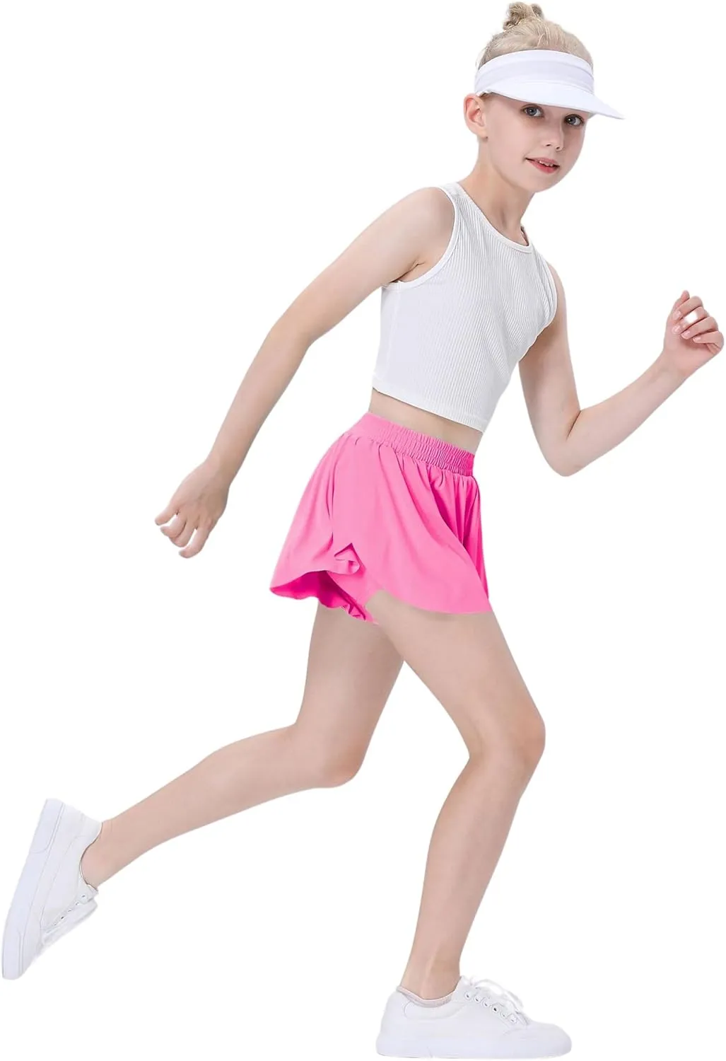 3 Pack Soft Girls Butterfly Shorts 7-16 Comfortable 2-in-1 Kids Flowy Shorts for Running, Dance, Sports