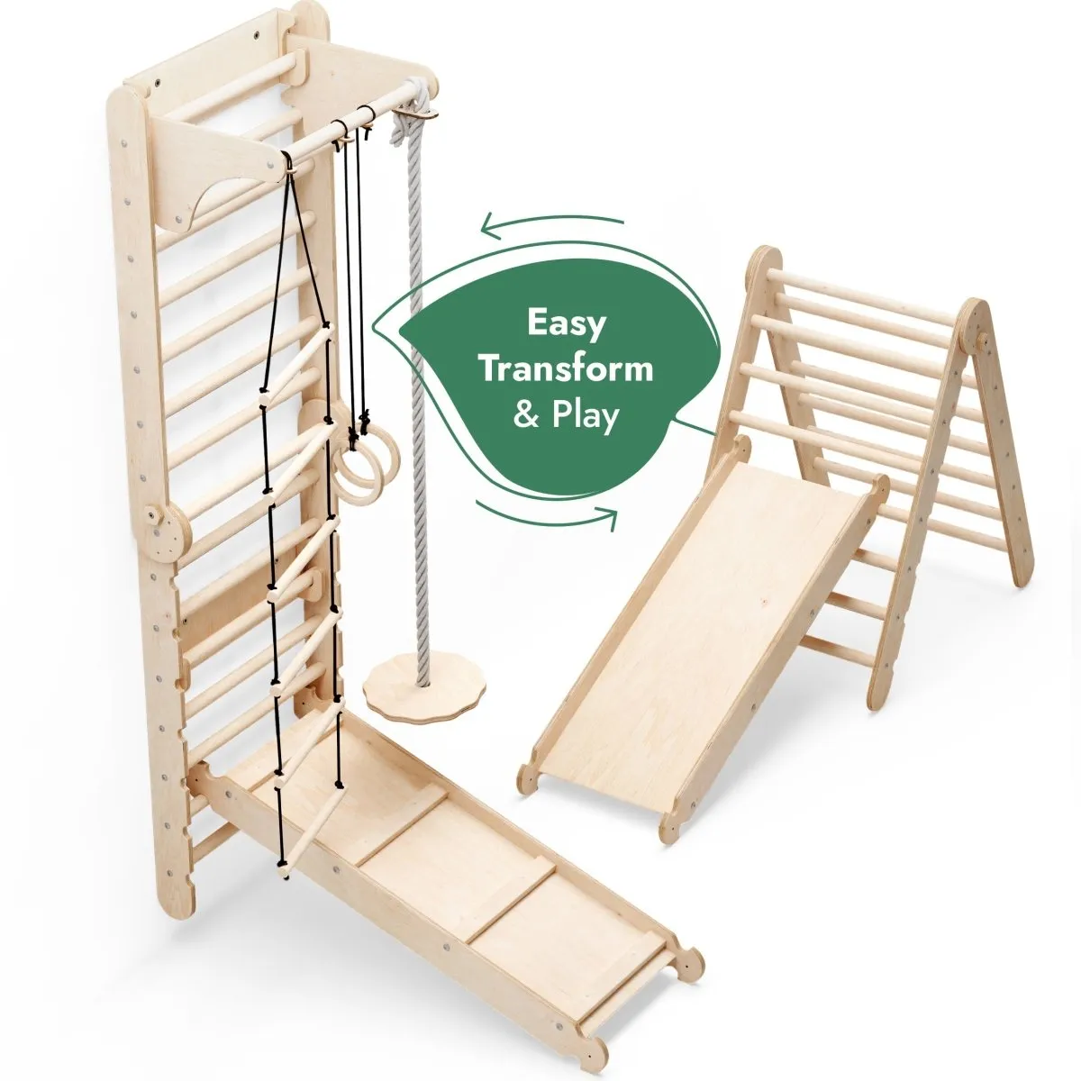 6in1 Wooden Swedish Wall / Climbing ladder for Children   Swing Set   Slide Board