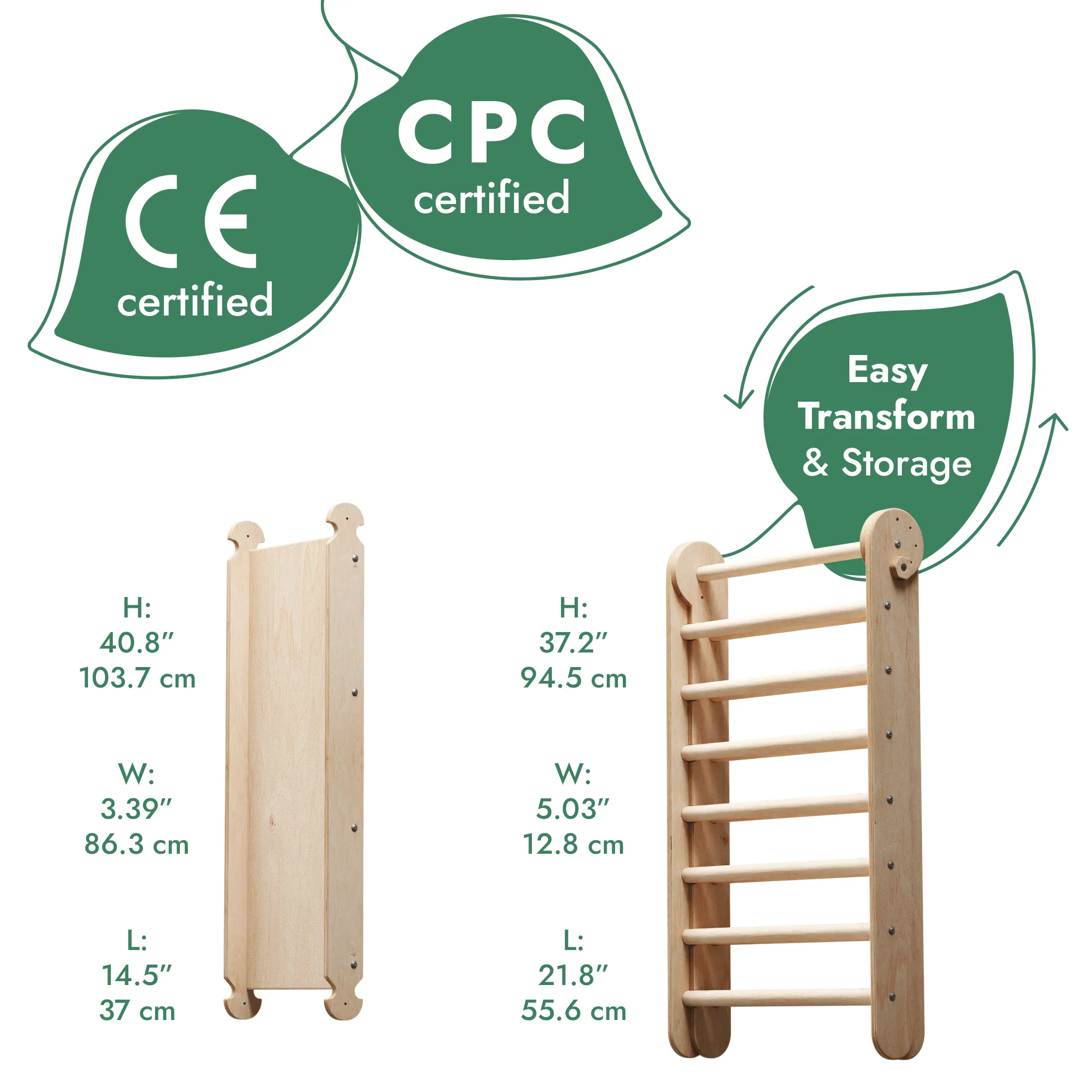 6in1 Wooden Swedish Wall / Climbing ladder for Children   Swing Set   Slide Board