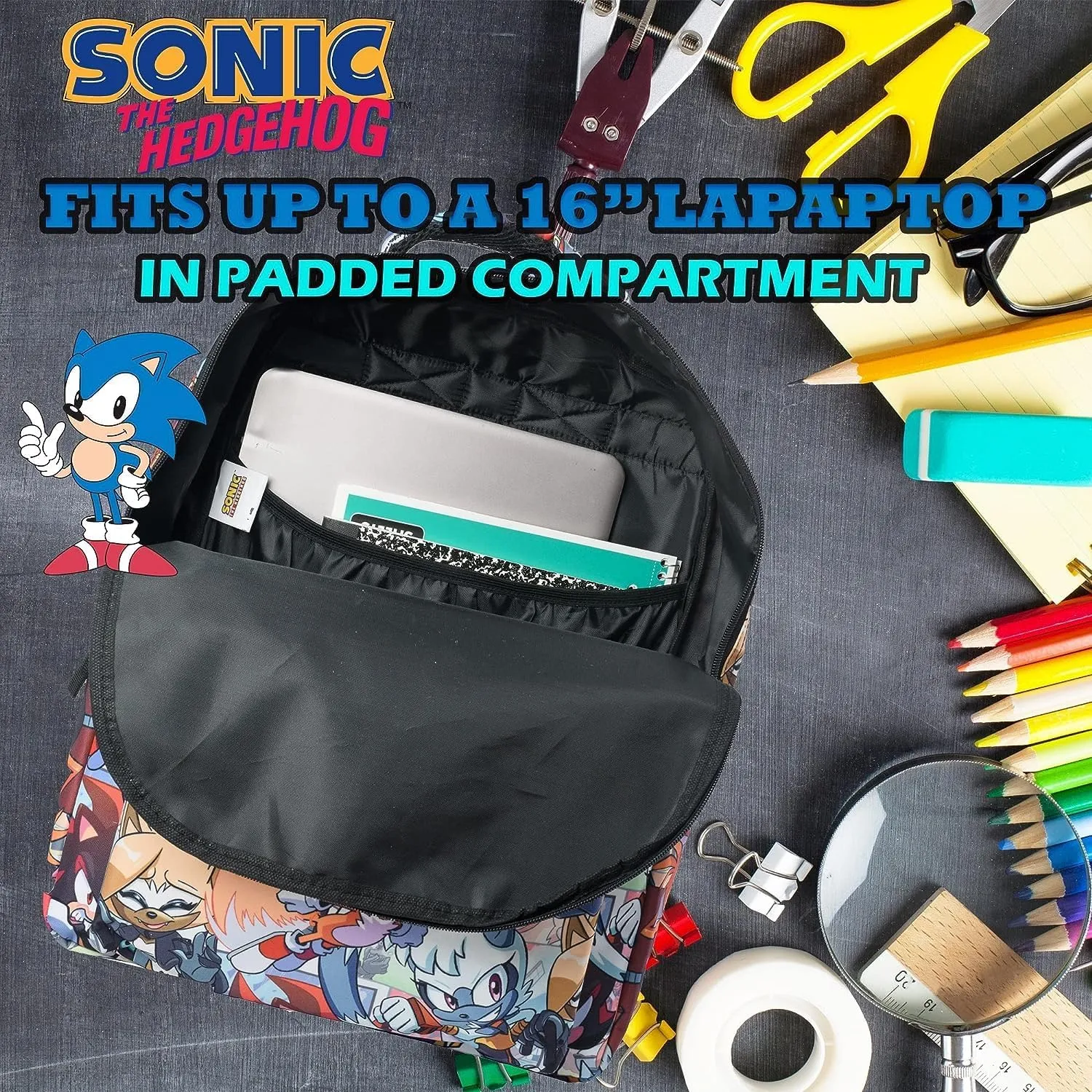 AI ACCESSORY INNOVATIONS Sonic The Hedgehog Backpack: Engaging School Bag with Sonic Characters for Kids & Adults - Durable & Comfortable Everyday Gear