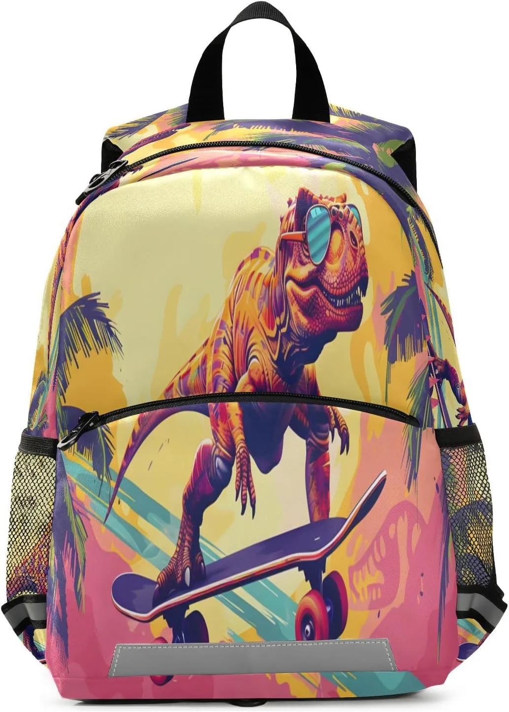 ALAZA Trendy Dinosaur Skateboarding Toddler Backpack for Boys Girls Preschool Bag