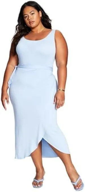 and Now This Women's Trendy Plus Size Side-Tie Midi Dress