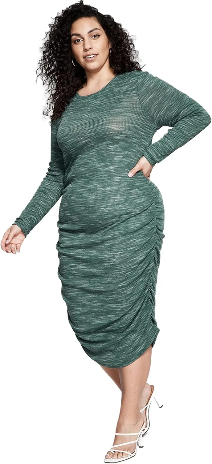 and Now This Women's Trendy Plus Size Space-Dyed Midi Dress