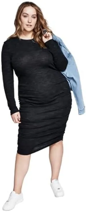 and Now This Women's Trendy Plus Size Space-Dyed Midi Dress