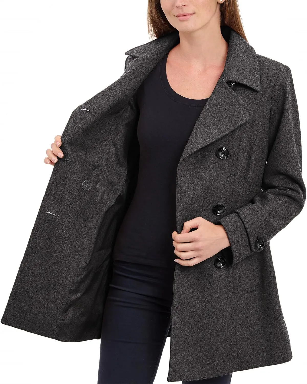 Anne Klein Women's Classic Double Breasted Wool Coat