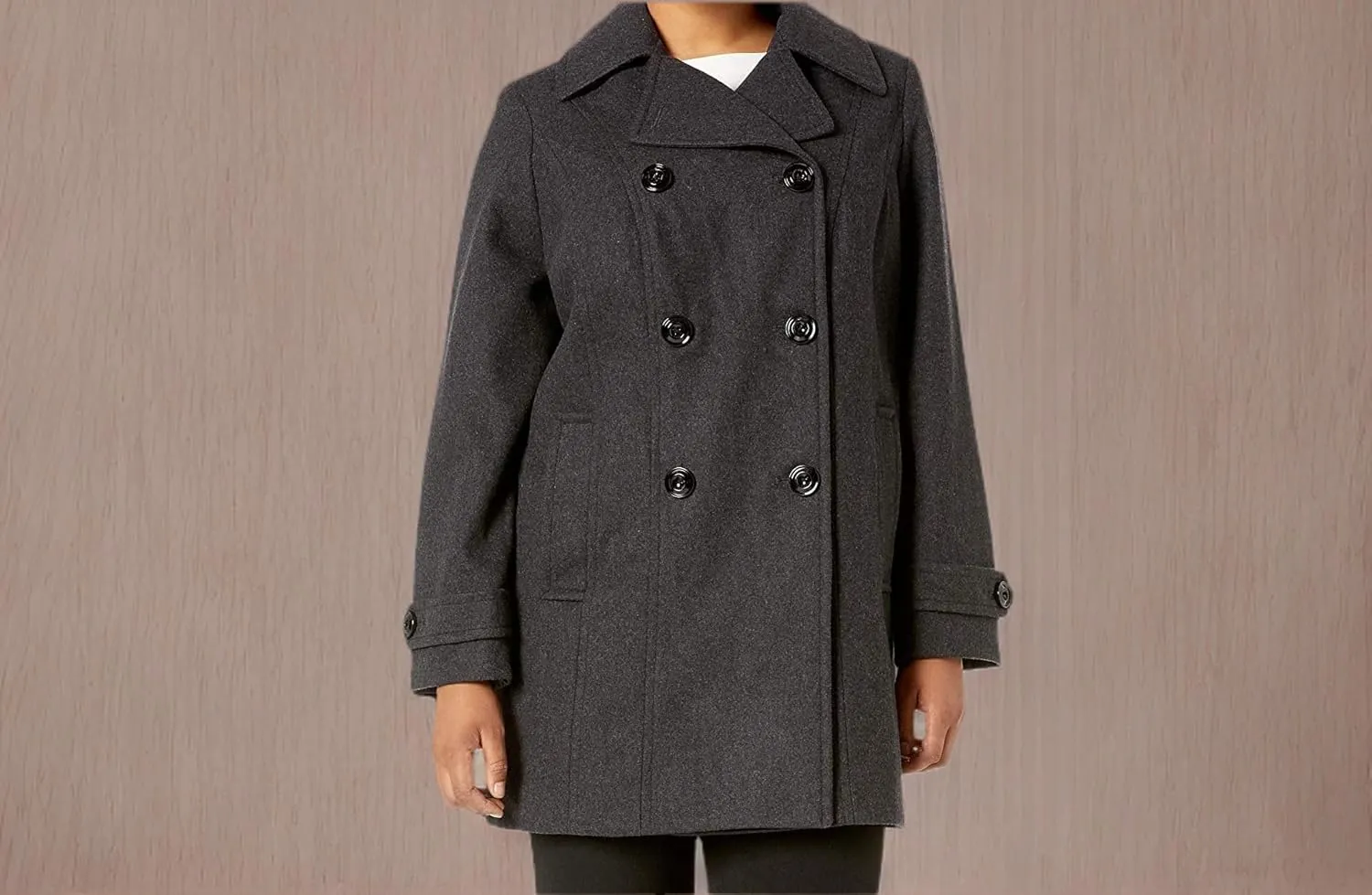 Anne Klein Women's Classic Double Breasted Wool Coat