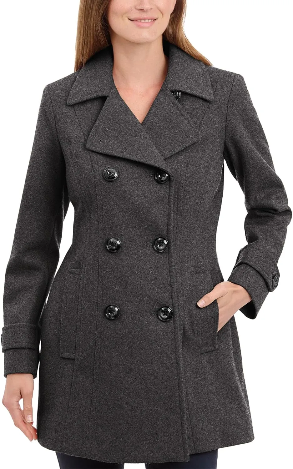 Anne Klein Women's Classic Double Breasted Wool Coat