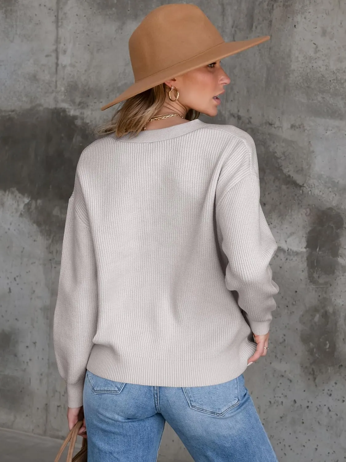 ANRABESS Women Cardigan Sweaters 2024 Fall Oversized Button Open Front Knit Lightweight Cardigans Fall Outfits Outerwear