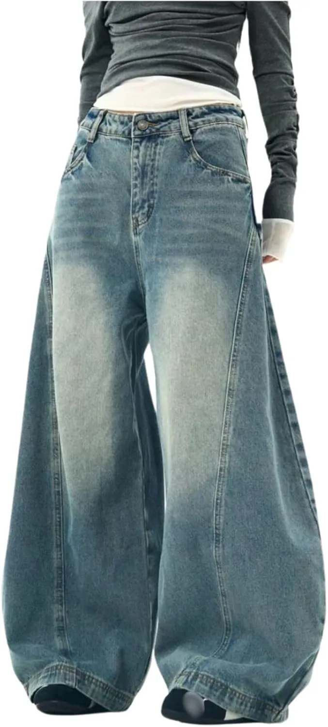 Baggy Jeans for Woman Men High Waisted Barrel Leg Jeans Trendy Boyfriend Denim Pants Vintage Streetwear Clothes