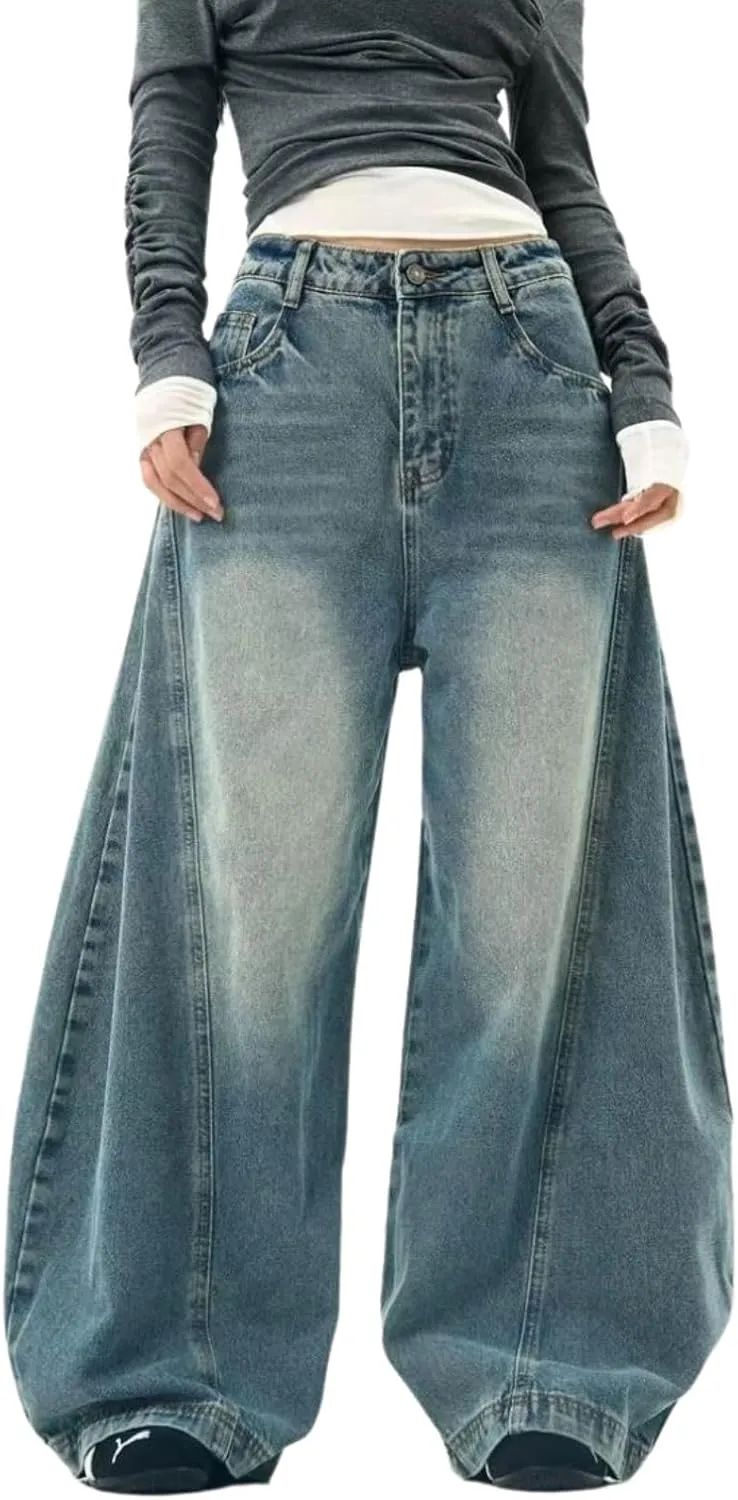 Baggy Jeans for Woman Men High Waisted Barrel Leg Jeans Trendy Boyfriend Denim Pants Vintage Streetwear Clothes
