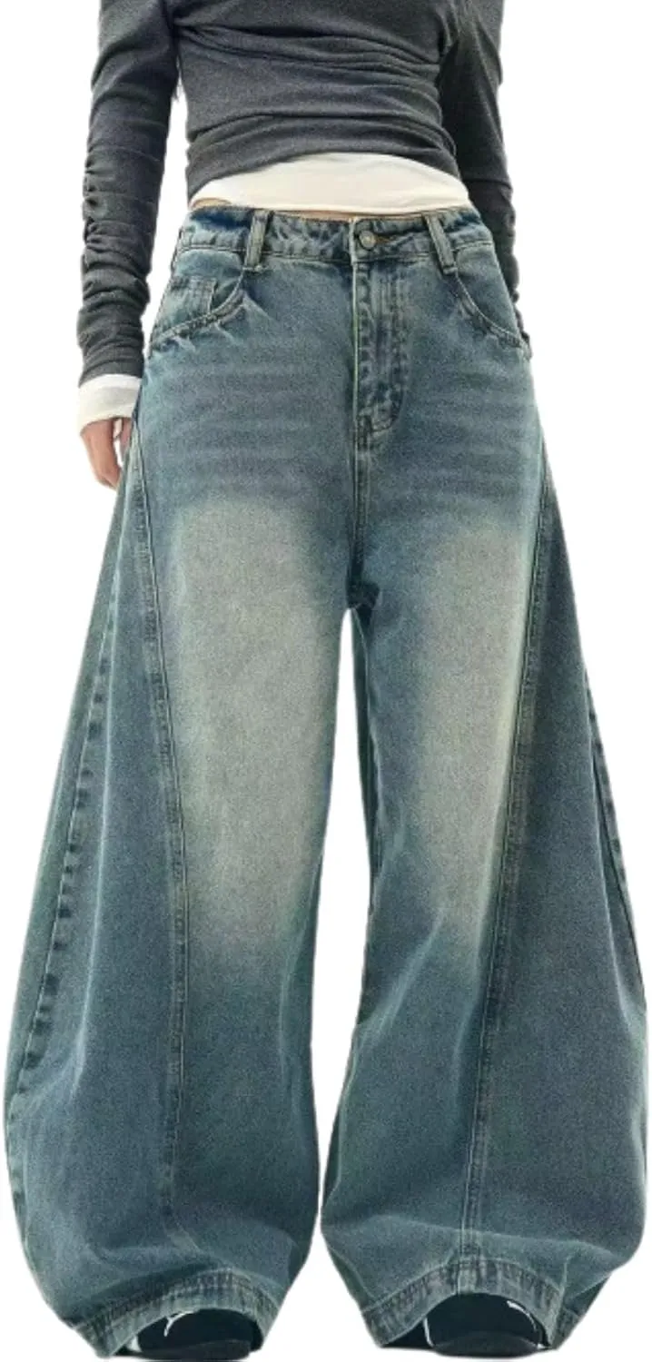 Baggy Jeans for Woman Men High Waisted Barrel Leg Jeans Trendy Boyfriend Denim Pants Vintage Streetwear Clothes