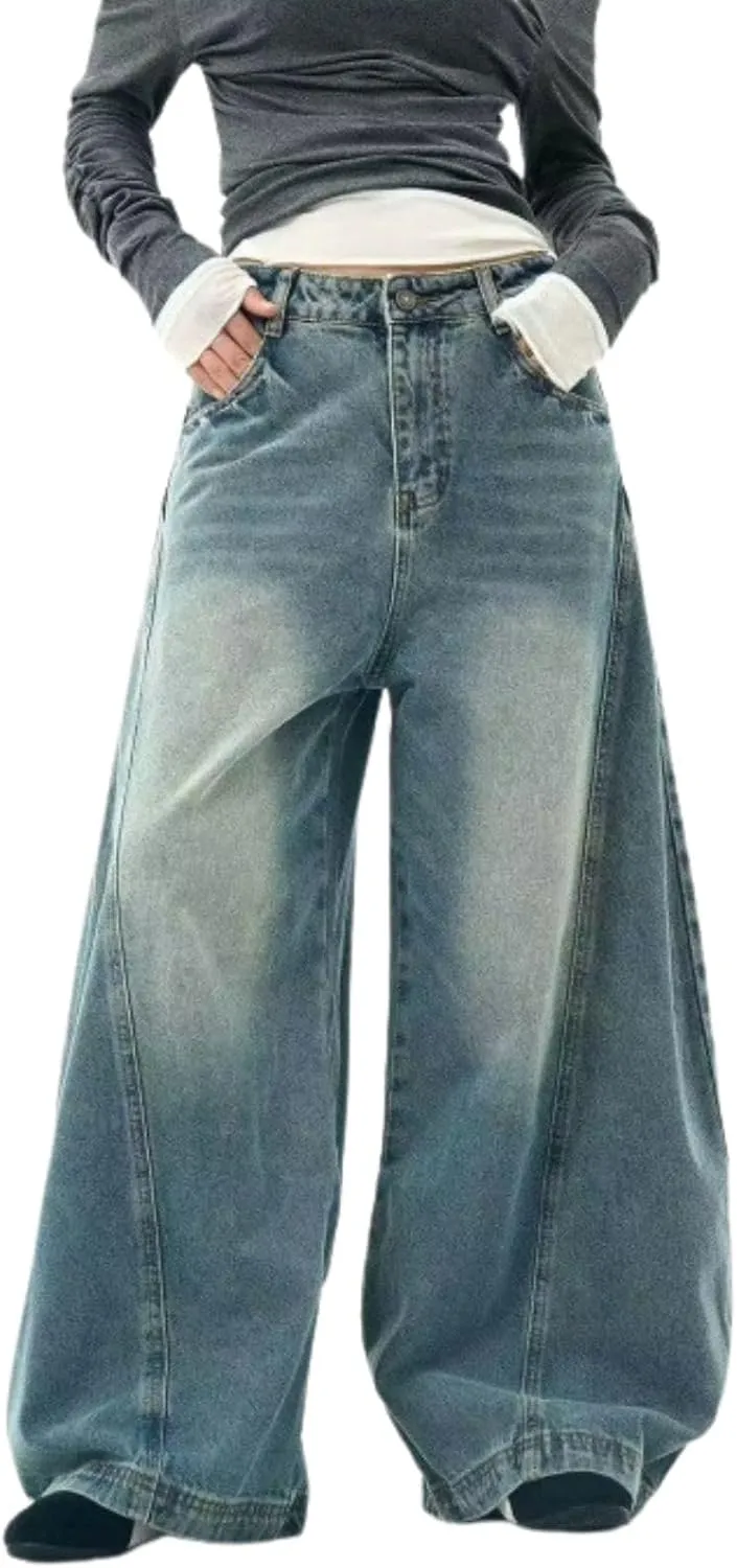 Baggy Jeans for Woman Men High Waisted Barrel Leg Jeans Trendy Boyfriend Denim Pants Vintage Streetwear Clothes