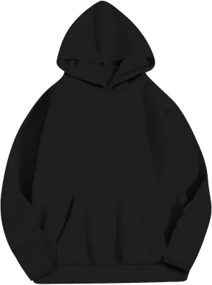 Basic Hoodies For Women Dressy Casual Loose Solid Hooded Sweatshirt With Pockets Fall Fashion Pullover Tops 2024