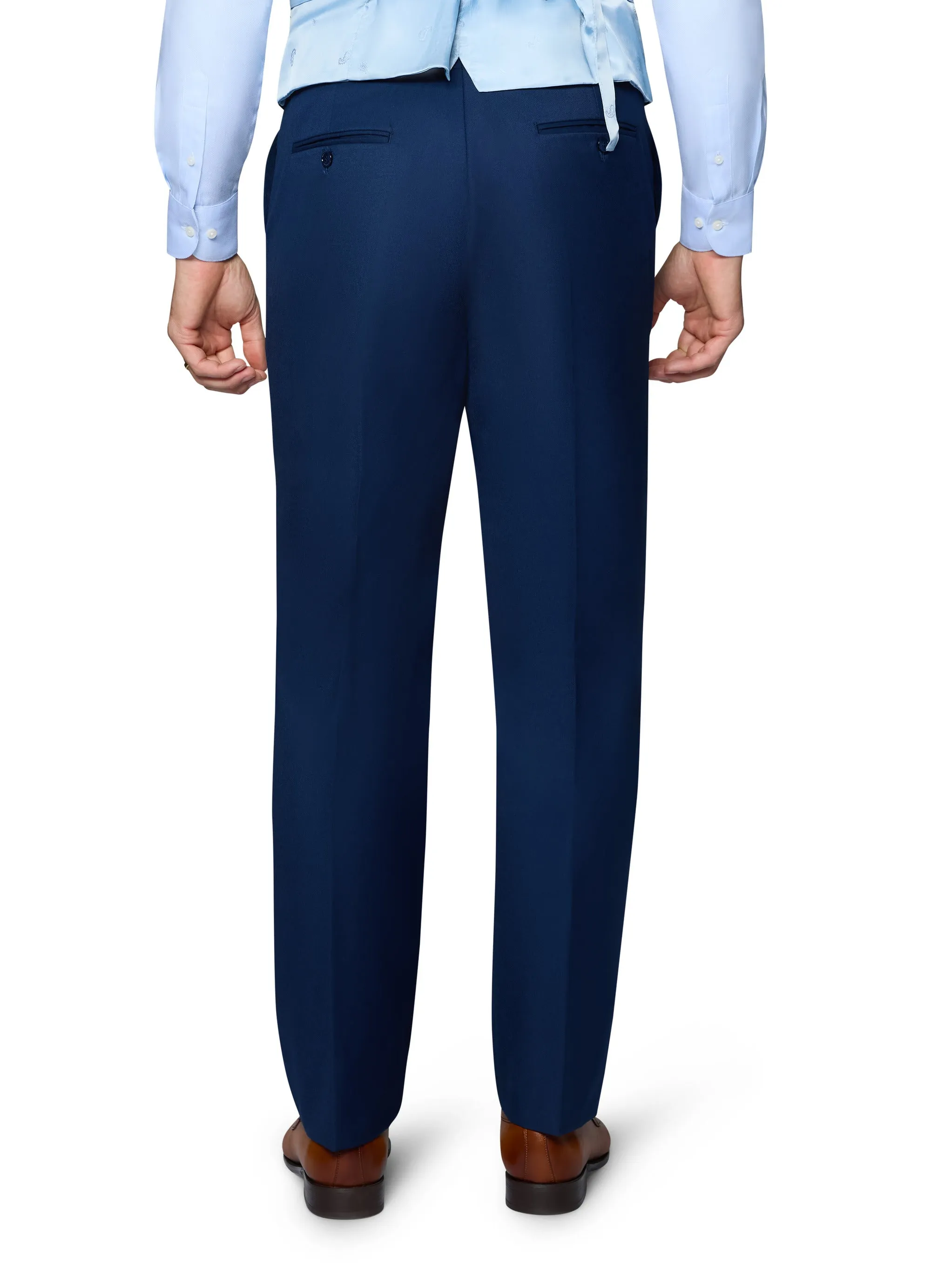 Bergamo Orange Solid Modern Fit Pants - New Blue