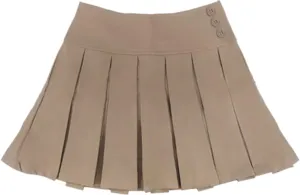 Bienzoe Girls School Uniform Adjustable Waist Stretch Pleated Skirt