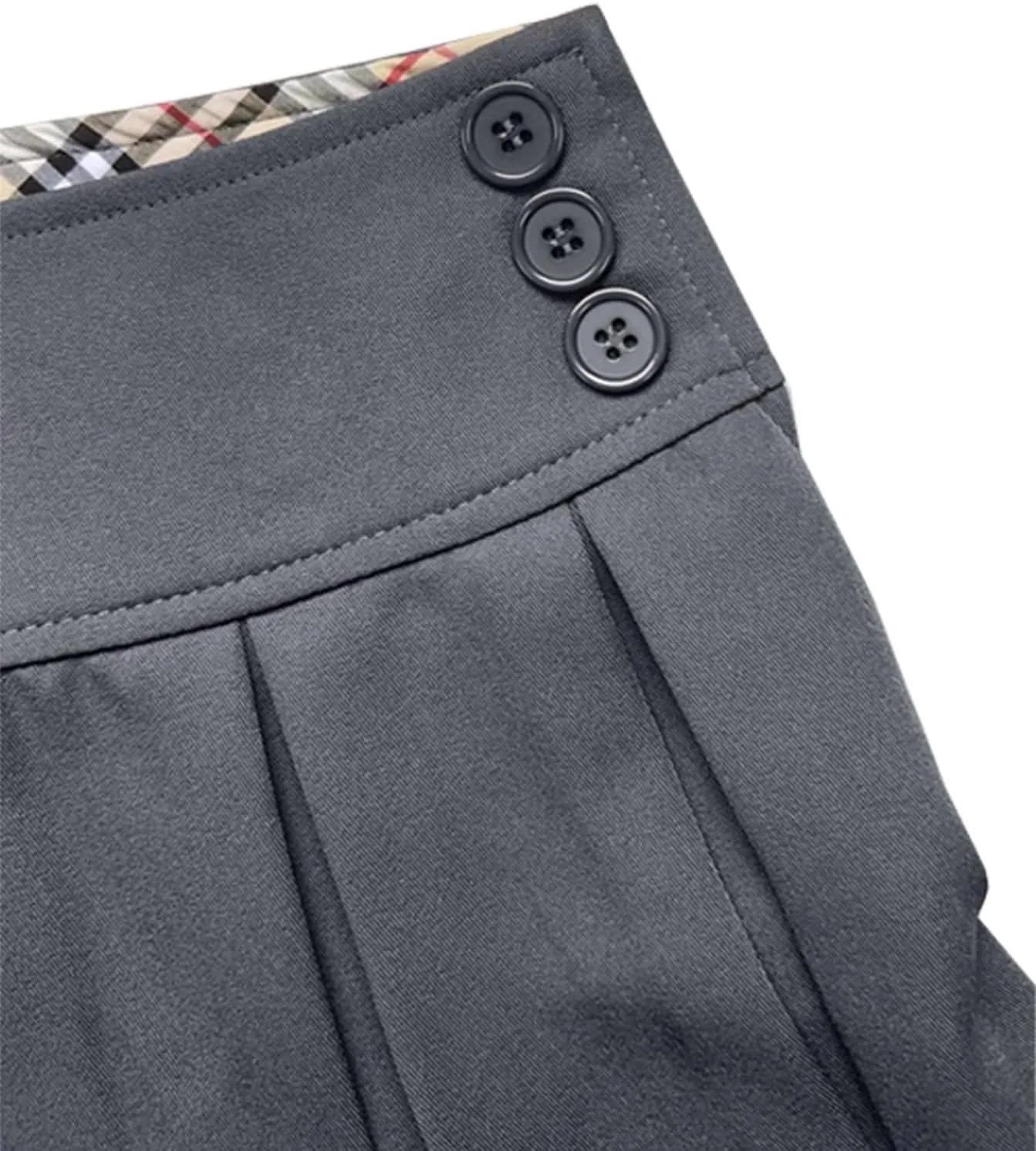 Bienzoe Girls School Uniform Adjustable Waist Stretch Pleated Skirt