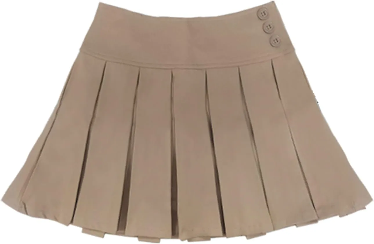 Bienzoe Girls School Uniform Adjustable Waist Stretch Pleated Skirt
