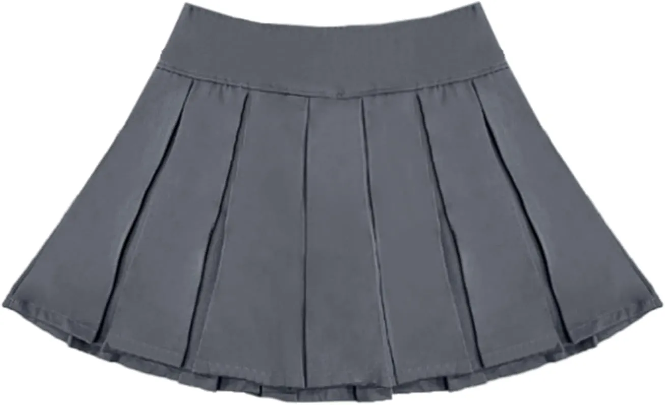 Bienzoe Girls School Uniform Adjustable Waist Stretch Pleated Skirt