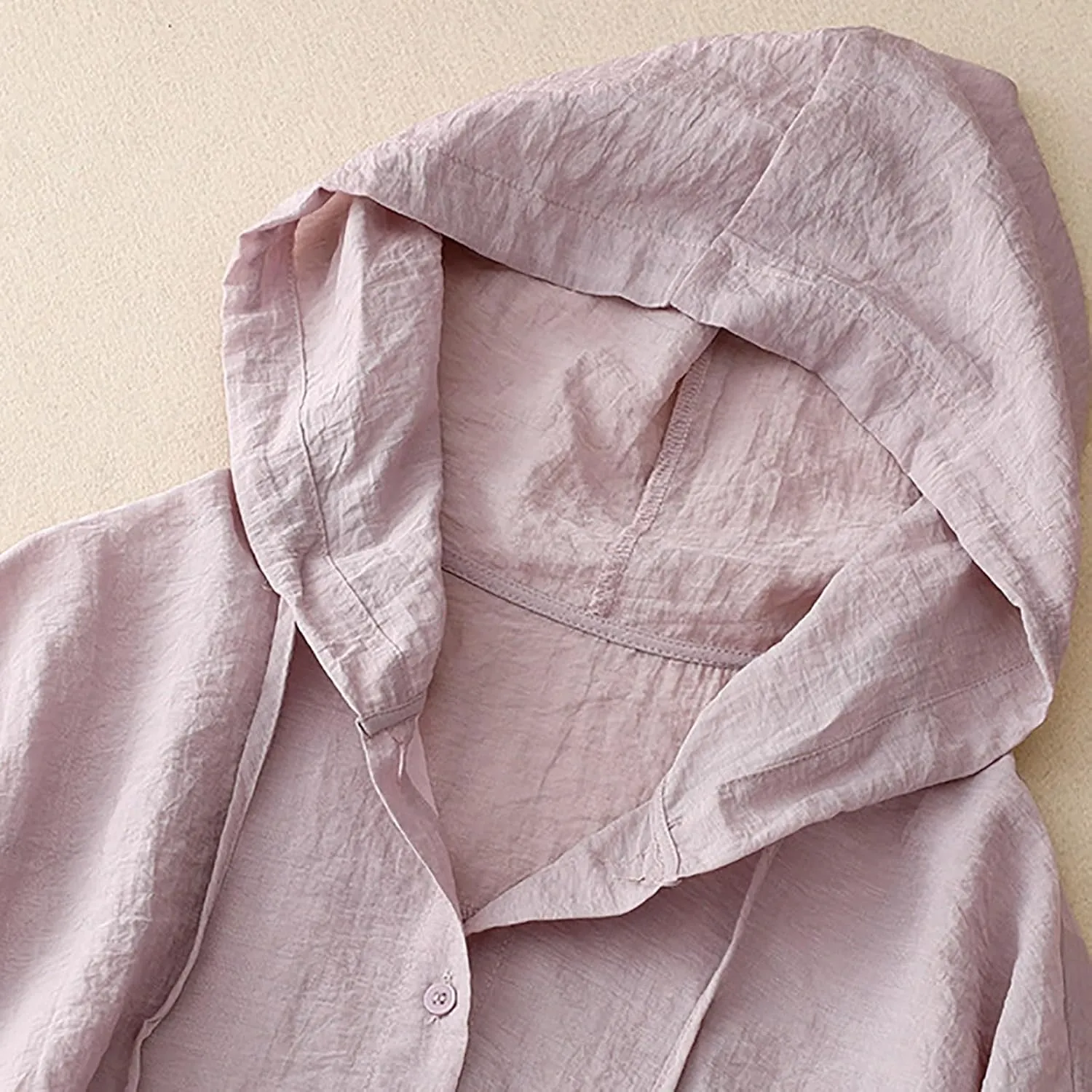 Binmer Women's Linen Sun Protection Hoodie Jacket Lightweight Long Sleeve Shirt Oversized Loose Breathable Hooded Cover Ups