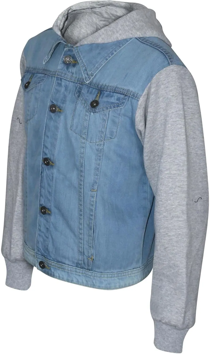 Boys Denim Jacket Long Sleeves Fleece Comfortable Button Closure Hooded Jackets Coat For Every Party Age 2-14
