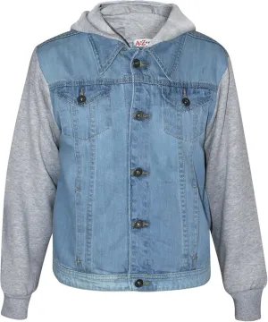 Boys Denim Jacket Long Sleeves Fleece Comfortable Button Closure Hooded Jackets Coat For Every Party Age 2-14