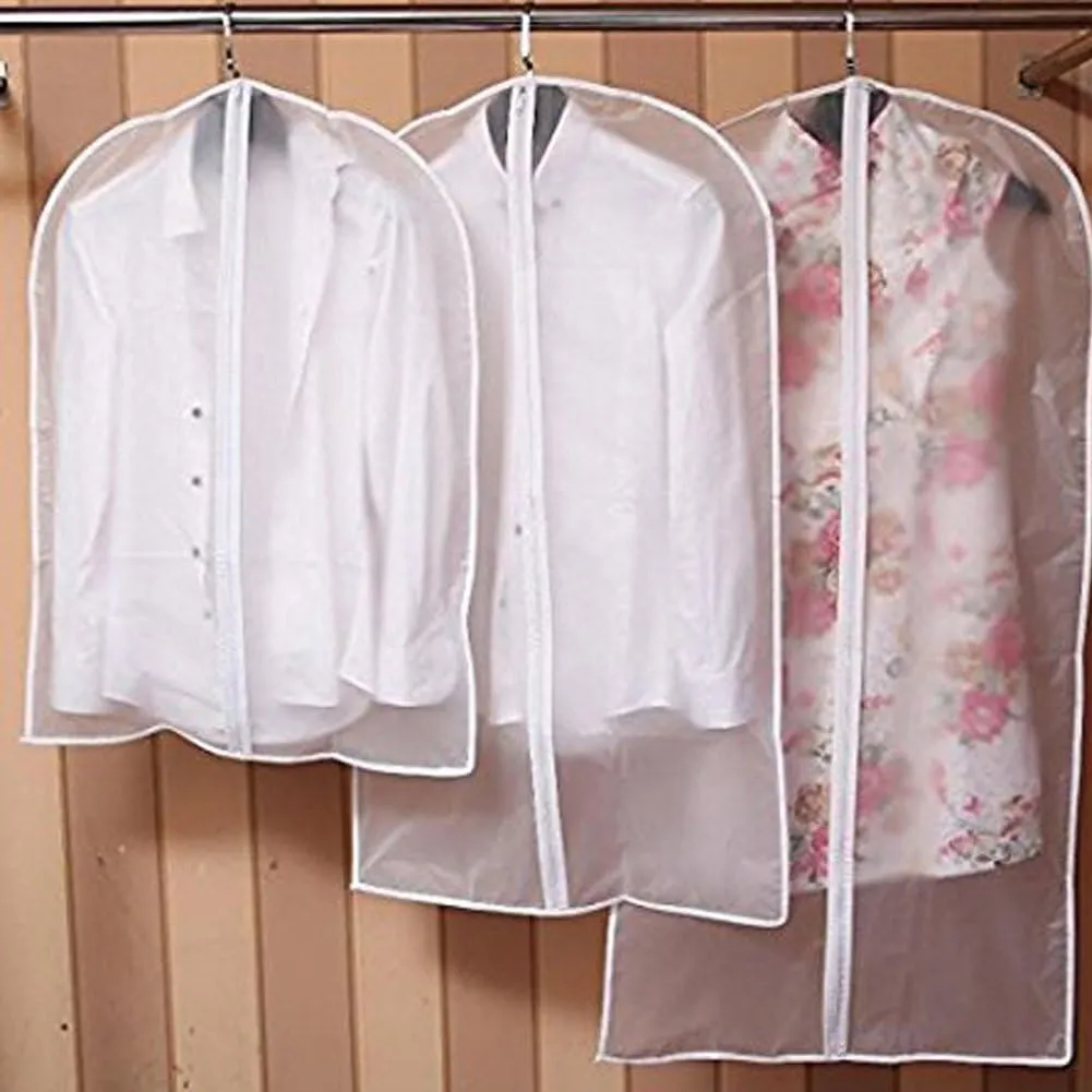Bringsine Hanging Garment Bag Lightweight Clear Full Zipper Suit PEVA Moth-Proof Breathable Dust Cover for Closet Clothes Storage See-Through Travel Organizer Dress Pack of 5 (60 x 80CM)