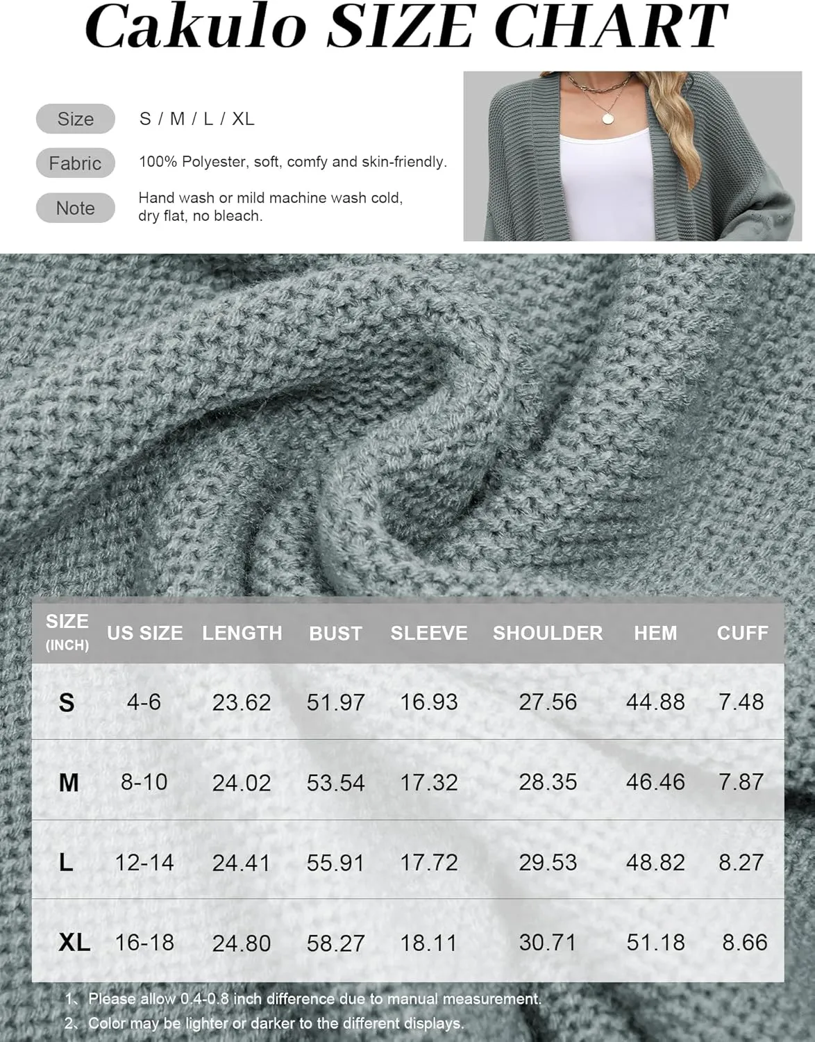 Cakulo Womens 2024 Oversized Chunky Cardigan Sweaters Fall Fashion Open Front Knit Long Sleeve Pockets Cardigans