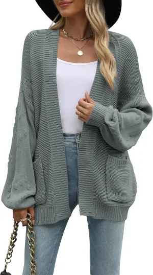 Cakulo Womens 2024 Oversized Chunky Cardigan Sweaters Fall Fashion Open Front Knit Long Sleeve Pockets Cardigans