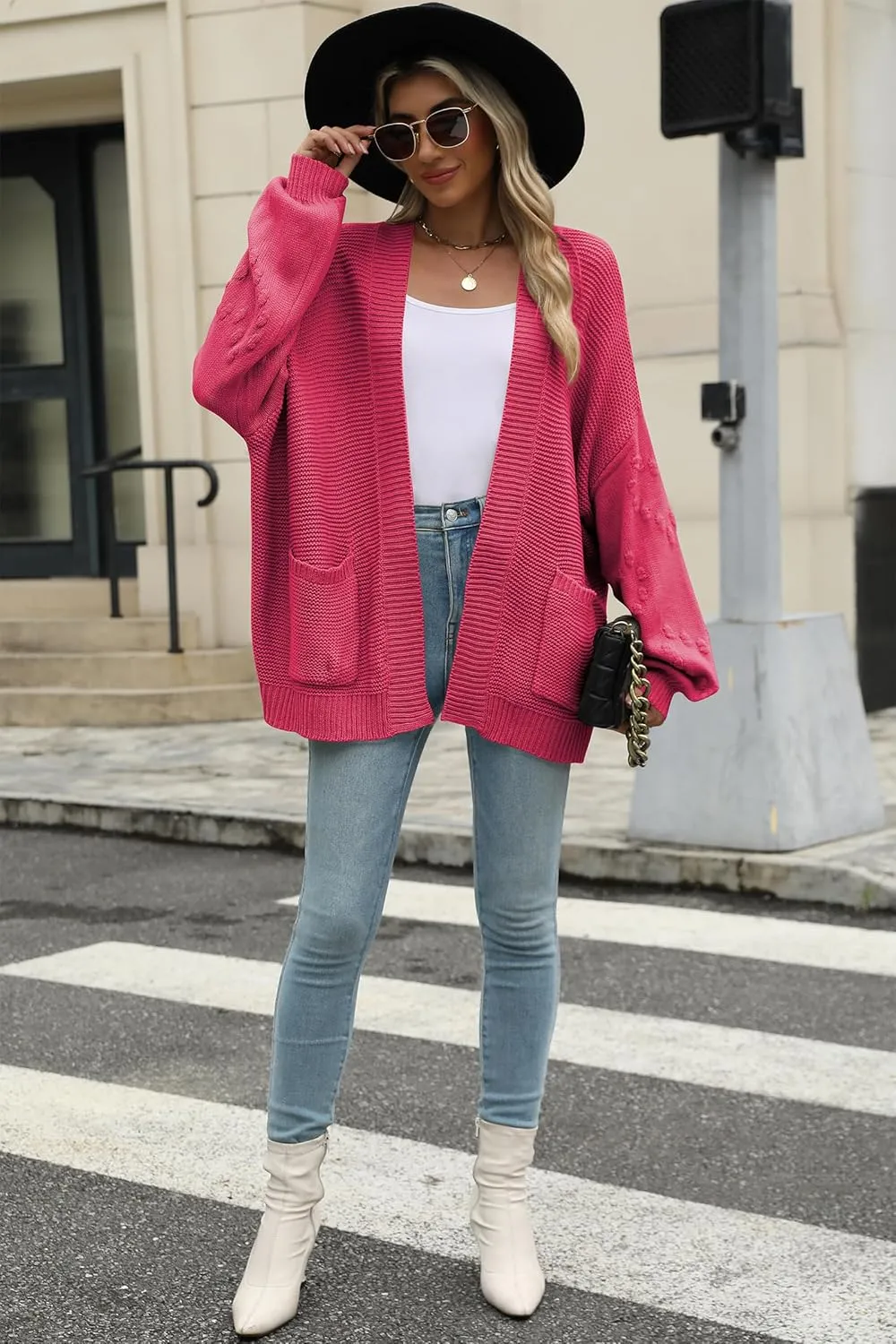 Cakulo Womens 2024 Oversized Chunky Cardigan Sweaters Fall Fashion Open Front Knit Long Sleeve Pockets Cardigans