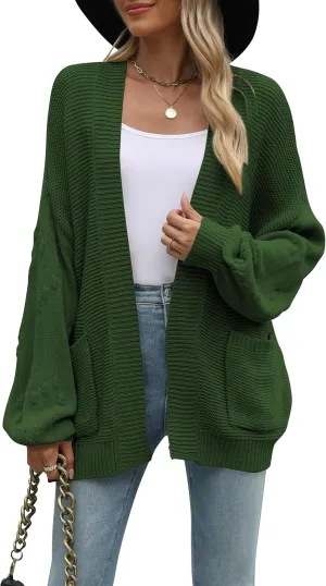 Cakulo Womens 2024 Oversized Chunky Cardigan Sweaters Fall Fashion Open Front Knit Long Sleeve Pockets Cardigans