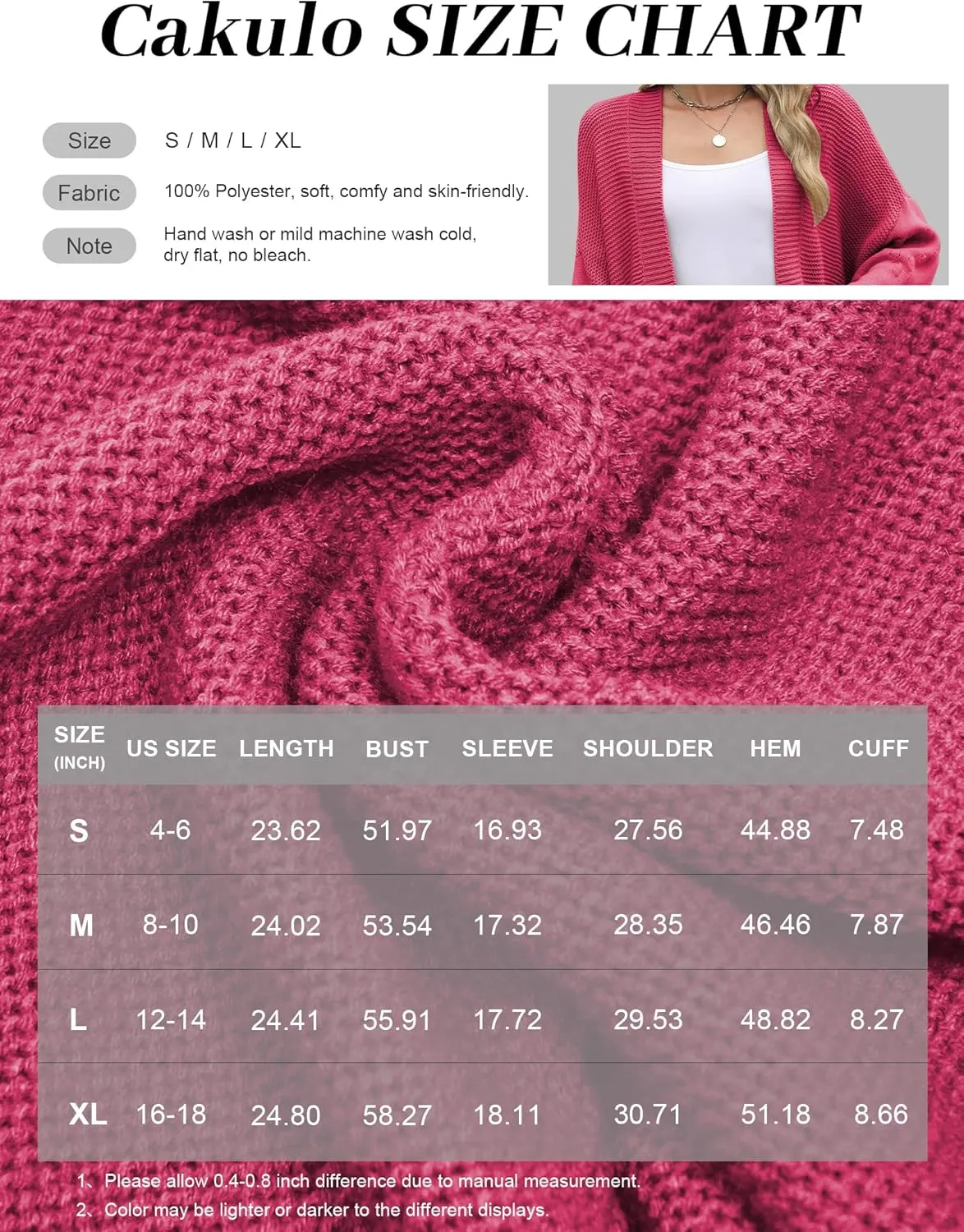 Cakulo Womens 2024 Oversized Chunky Cardigan Sweaters Fall Fashion Open Front Knit Long Sleeve Pockets Cardigans