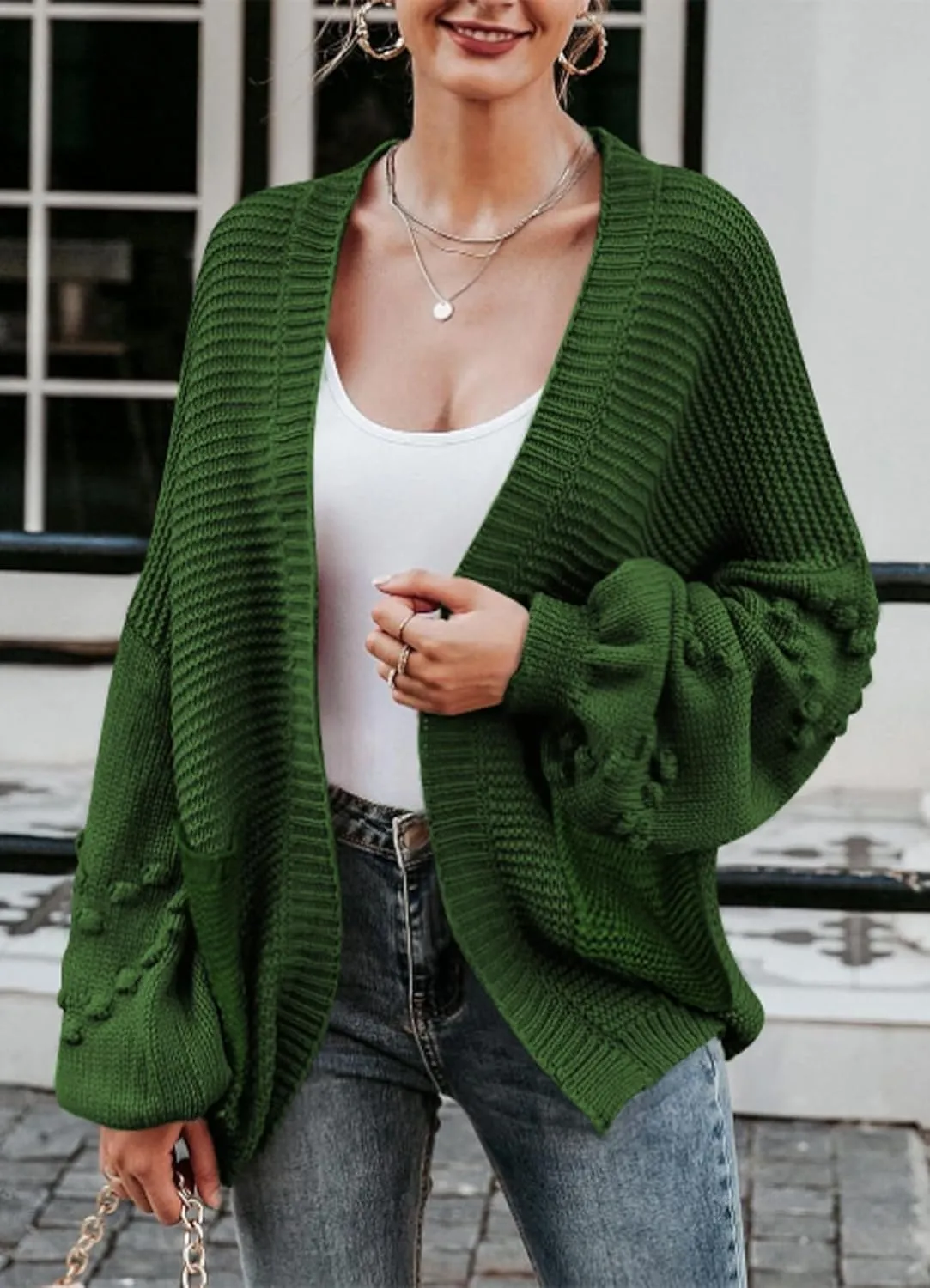 Cakulo Womens 2024 Oversized Chunky Cardigan Sweaters Fall Fashion Open Front Knit Long Sleeve Pockets Cardigans