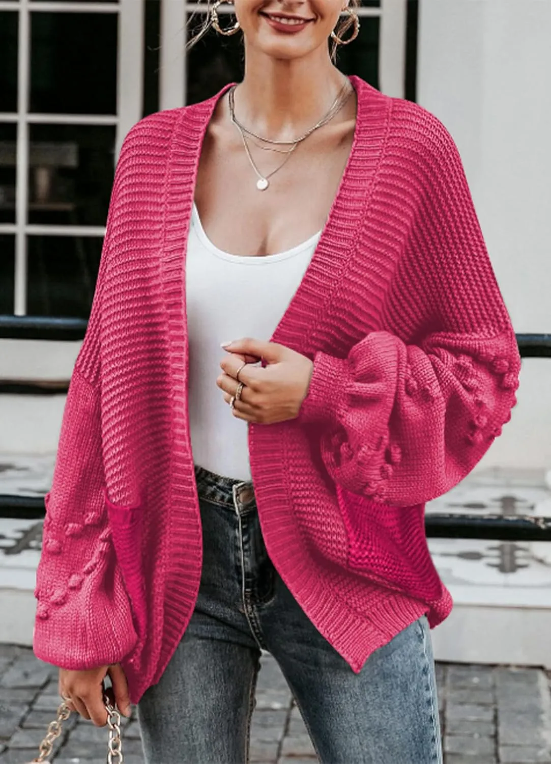 Cakulo Womens 2024 Oversized Chunky Cardigan Sweaters Fall Fashion Open Front Knit Long Sleeve Pockets Cardigans