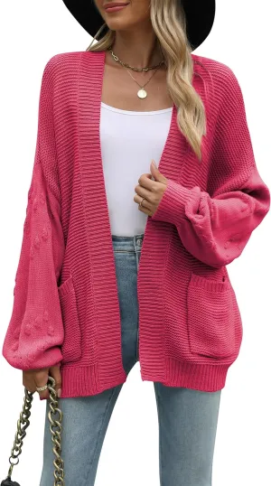 Cakulo Womens 2024 Oversized Chunky Cardigan Sweaters Fall Fashion Open Front Knit Long Sleeve Pockets Cardigans