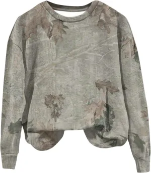 Camo Sweatshirts for Women Maplr Leaf Print Crewneck Sweatshirts Long Sleeve Oversized Pullover Fall Camo Sweater