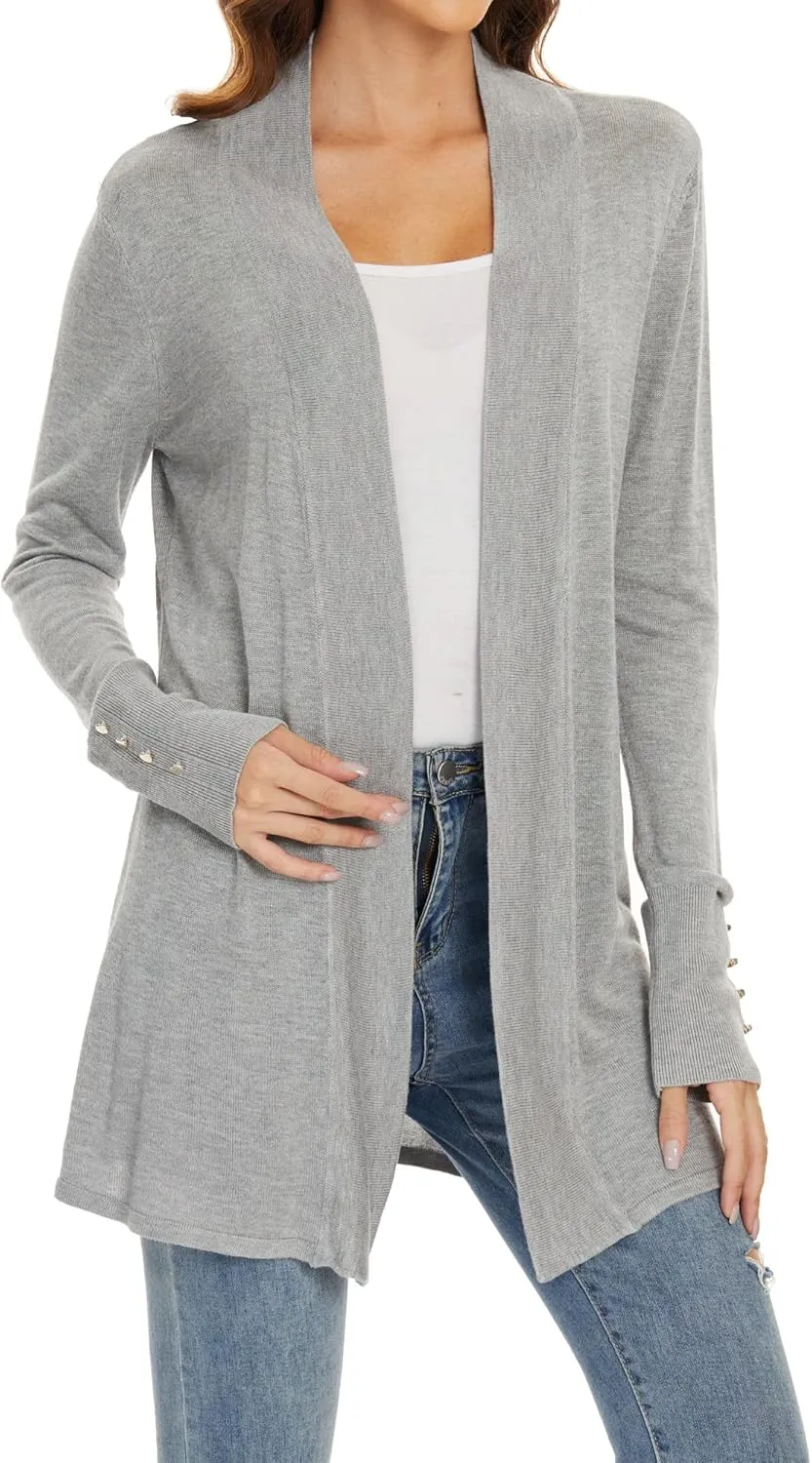 Cardigan Sweaters for Women Dressy Casual Open Front Long Sleeve Lightweight Cardigans for Spring Early Fall