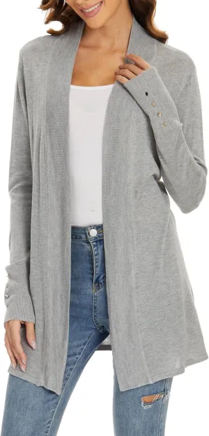 Cardigan Sweaters for Women Dressy Casual Open Front Long Sleeve Lightweight Cardigans for Spring Early Fall