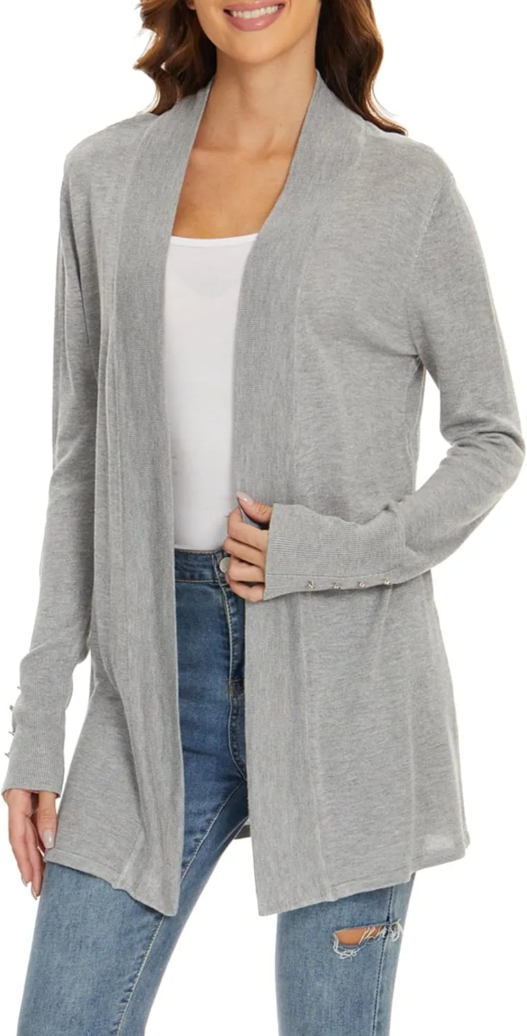 Cardigan Sweaters for Women Dressy Casual Open Front Long Sleeve Lightweight Cardigans for Spring Early Fall