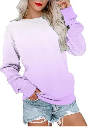 Ceboyel Long Sleeve Shirts for Women Crewneck Sweatshirt Pullover Casual Long Sleeve Tops Trendy Loose Fit Fall Clothing 2023