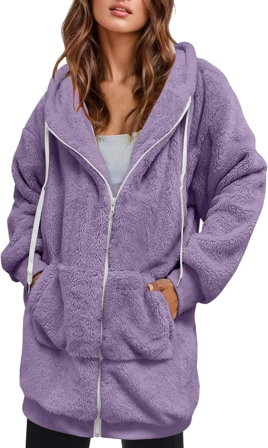 Ceboyel Womens Sherpa Fleece Lined Jackets Full Zip Up Oversized Hoodie Casual Sweatshirt Fall Winter Clothing 2023