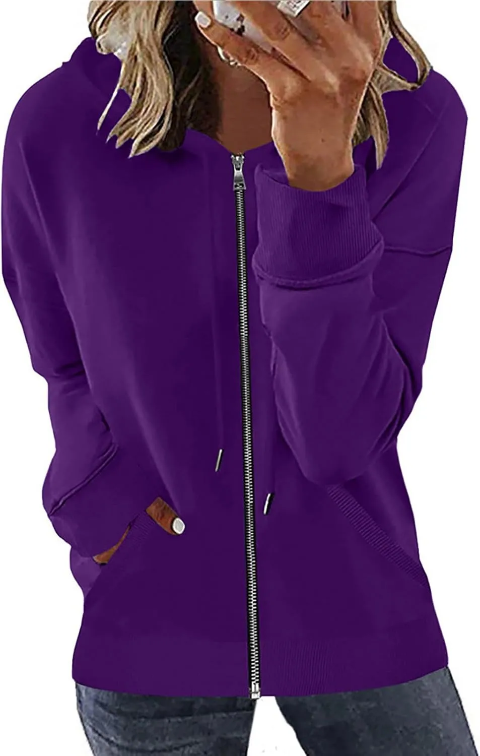 Ceboyel Women'S Zip Up Hoodies 2023 Long Sleeve Hooded Jackets Quarter Zip Pullover Sweatshirt Trendy Casual Fall Clothes