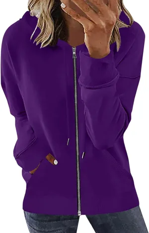 Ceboyel Women'S Zip Up Hoodies 2023 Long Sleeve Hooded Jackets Quarter Zip Pullover Sweatshirt Trendy Casual Fall Clothes