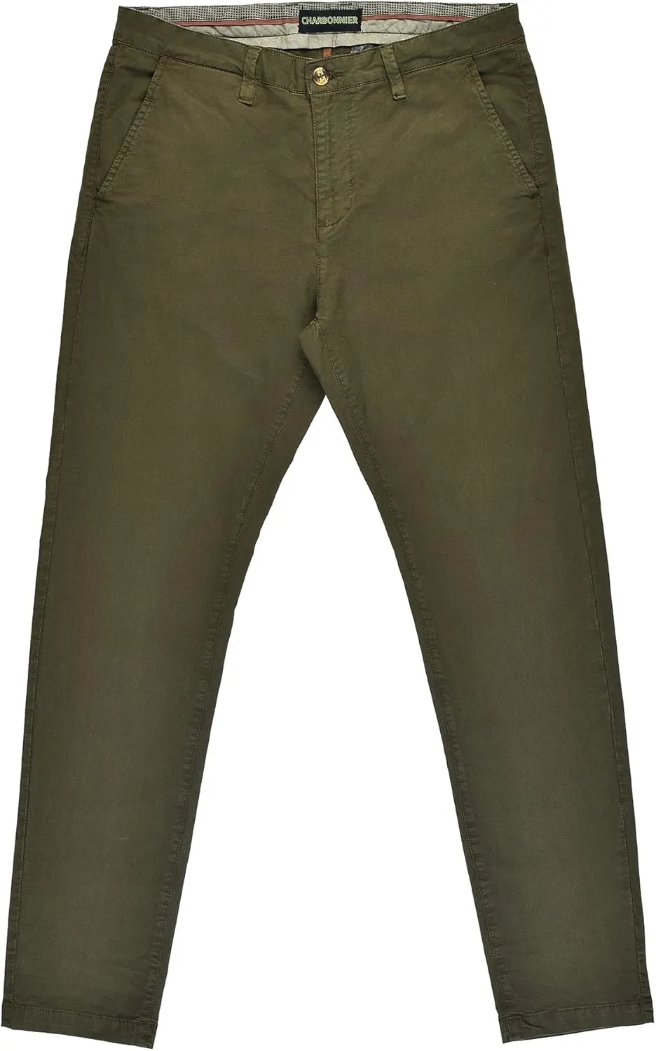 CHARBONNIER Mens Slim fit Chinos Pants, Flat Front Design and Back Buttoned Pockets, Comfortable Mens Pants for Casual wear