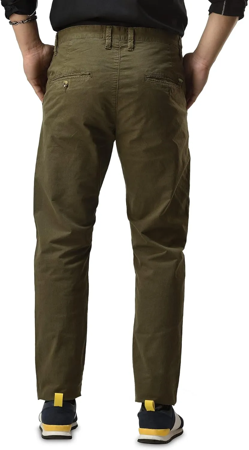 CHARBONNIER Mens Slim fit Chinos Pants, Flat Front Design and Back Buttoned Pockets, Comfortable Mens Pants for Casual wear