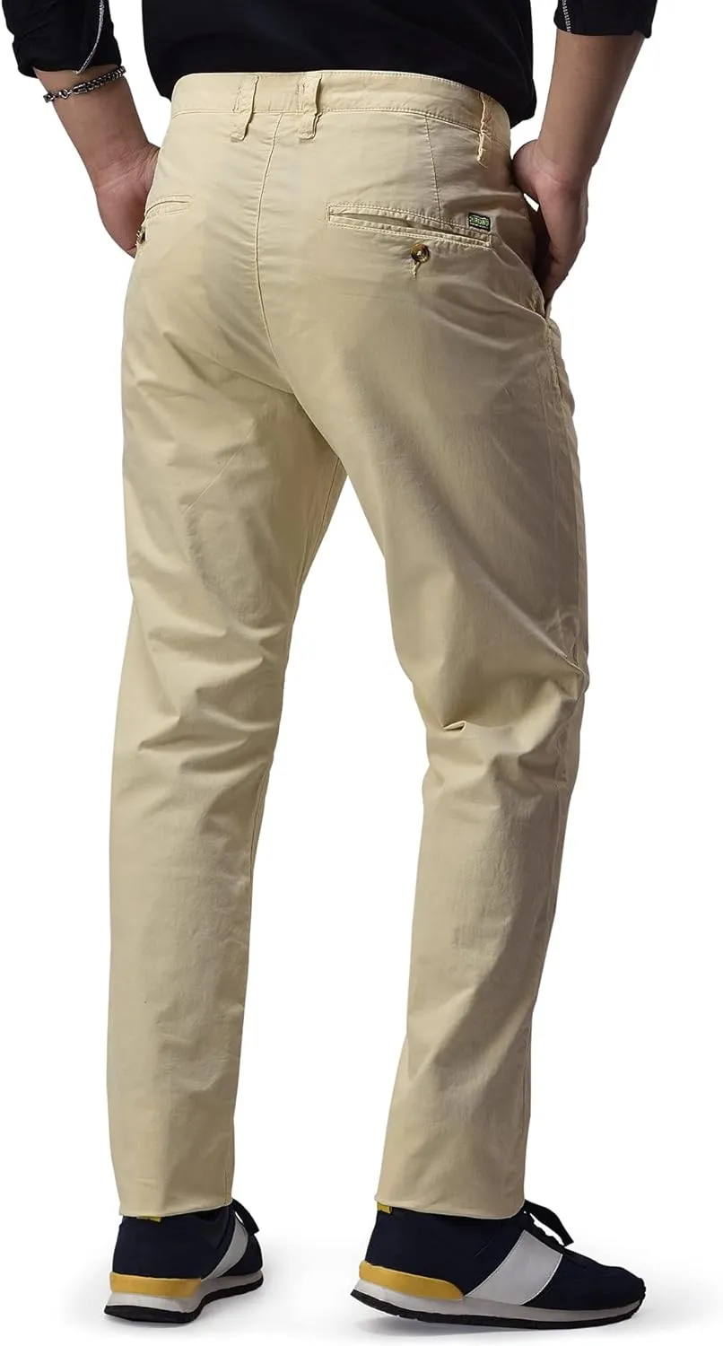 CHARBONNIER Mens Slim fit Chinos Pants, Flat Front Design and Back Buttoned Pockets, Comfortable Mens Pants for Casual wear