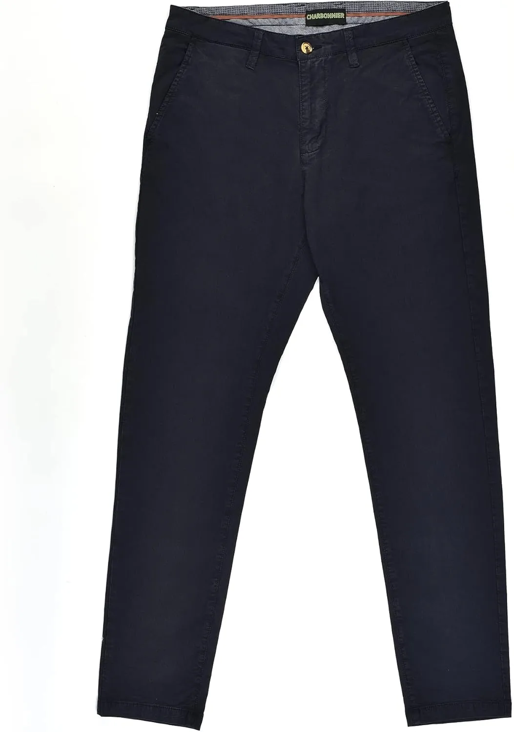 CHARBONNIER Mens Slim fit Chinos Pants, Flat Front Design and Back Buttoned Pockets, Comfortable Mens Pants for Casual wear